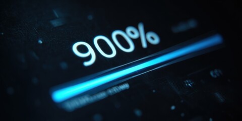 Futuristic progress bar displaying 900%