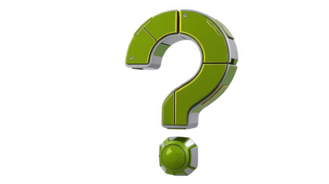 Bright green puzzle piece shaped like a question mark stands out against a plain background prompting curiosity and imaginative thinking about problem solving