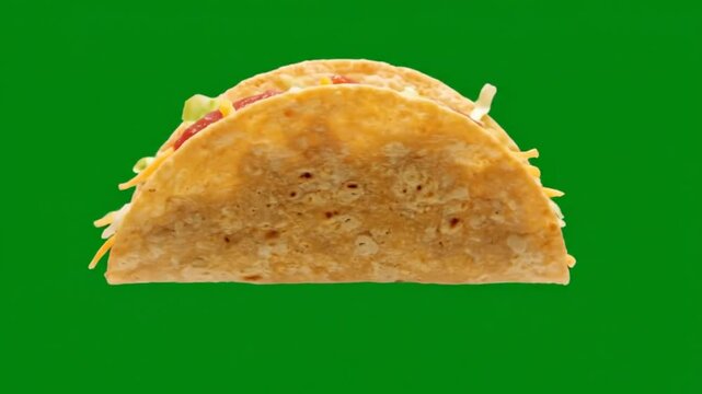 Crispy Taco on Green Screen: Mexican Cuisine