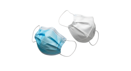 Floating Disposable Face Masks White and Light Blue Medical Mockup