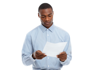 Focused African American Businessman Reviewing Documents