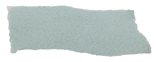 Torn strip of faded vintage book sheet, old blue paper with copy space isolated for collage