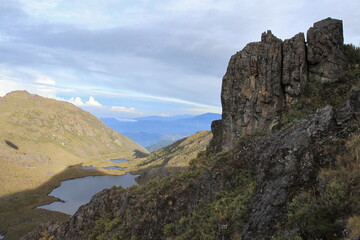 Fototapeta premium Lakes seen from the summit of Chirripo, highest mountain in Costarica