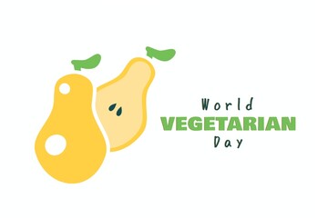 World vegetarian day with fresh pear fruit illustration