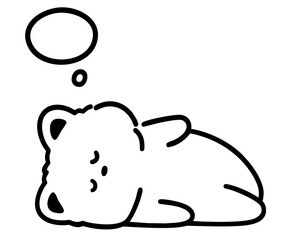 Dreamy Sleeping Cat with Thought Bubble — Cute Kitten Resting Peacefully, Imagining Sweet Dreams and Floating in a World of Calm and Fantasy
