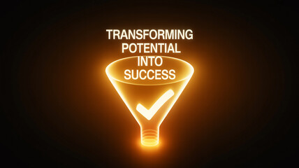 Transforming potential into success funnel concept for business growth and marketing strategy ideas