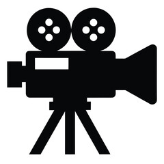 Vintage Film Camera Silhouette: Capturing the timeless essence of cinema, this monochrome silhouette of a classic film camera evokes nostalgia and cinematic heritage.