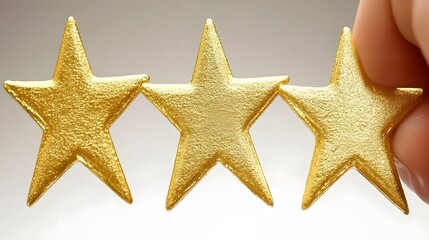 Three Golden Stars Closeup High Quality Image
