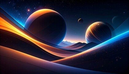 Alien Planet Landscape with Starscape.