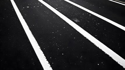 Abstract Asphalt Road with White Lines, Blacktop Texture, Parallel Stripes, Road Markings, Street Surface