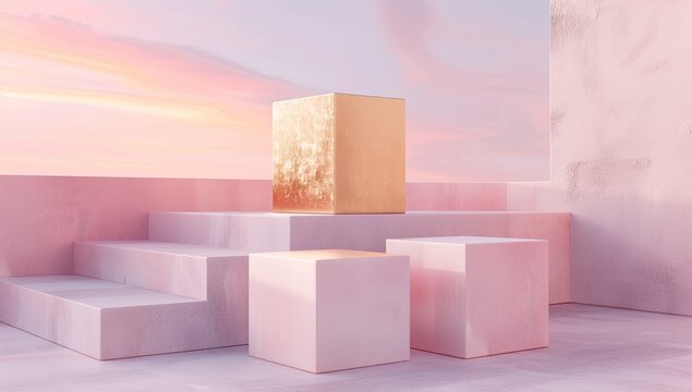Pink marble display sunset backdrop product placement
