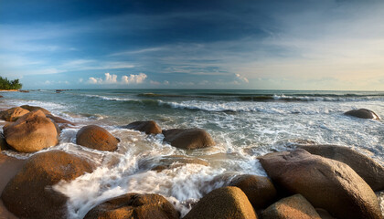 beautiful seascape at teluk cempedak beach kuantan pahang malaysia