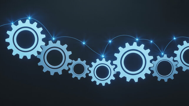 Gears mechanism abstract background technology engineering teamwork concept innovation processing system 3d