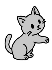 cute cat illustration line art. with basic color