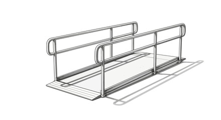 Detailed isolated grayscale accessible ramp illustration rendering design