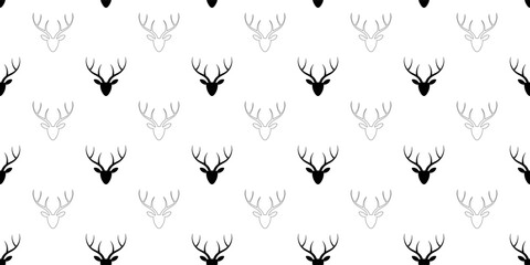 black white deer head seamless pattern