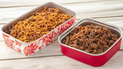 Delicious Spaghetti with Meat Sauce in Containers