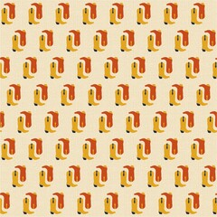 Seamless pattern with cowboy boots Cowboy objects on white background Western