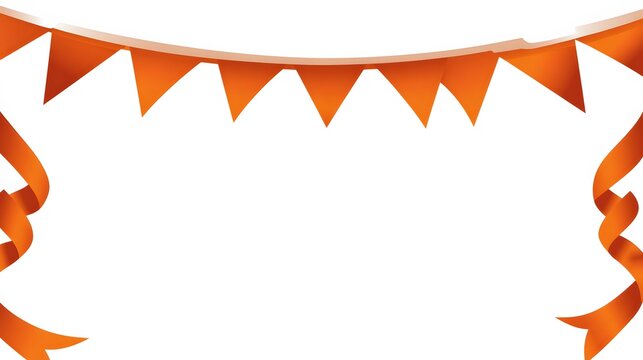 Orange Festive Bunting and Ribbons Party Decoration Design