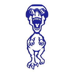 DJ Velociraptor Raptor Music T-Rex Tyrannosaurus Headphone Sunglasses