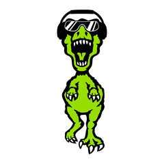 DJ Velociraptor Raptor Music T-Rex Tyrannosaurus Headphone Sunglasses