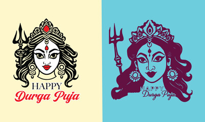 Art of Vector colorful Illustration Durgas Face