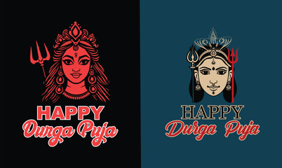 Art of Vector colorful Illustration Durgas Face