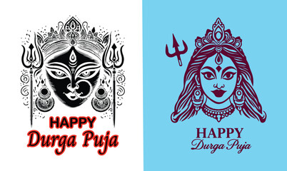 Art of Vector colorful Illustration Durgas Face