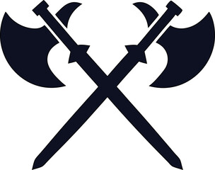 Crossed battle axe and sword silhouette – perfect for RPG, fantasy games, or medieval warfare art.