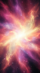 Vibrant Cosmic Nebula Burst with Pink and Gold Galactic Clouds