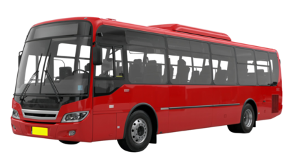 Vibrant red city bus ready for passengers and urban adventures perfect for transportation, travel or commercial use with transparent background