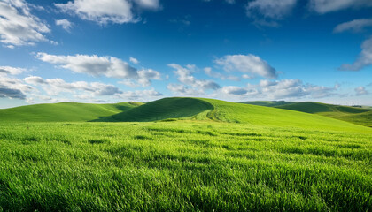 Fototapeta premium landscape with green grass and sky
