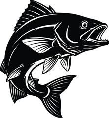 Fototapeta premium Striking image of a black fish jumping out of water symbolizing fishing and nature