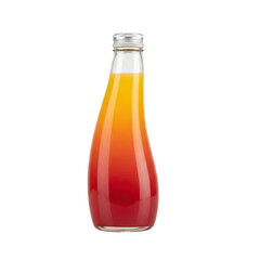 Savor the vibrant layered juice in a sleek glass bottle, a refreshing taste of summer.