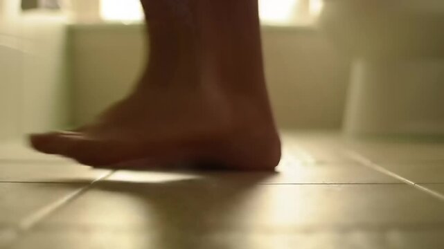 Bare feet on tiled floor
