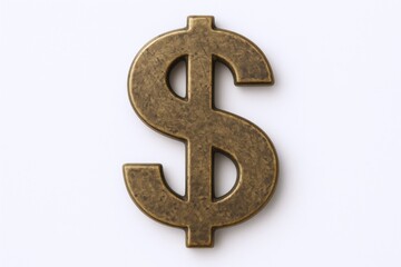 Obraz premium Isolated golden dollar currency symbol with textured surface against a clean white background representing finance