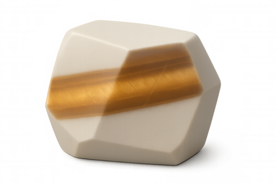 White and gold abstract polygonal stone with golden veins isolated on transparent background, perfect for luxury, nature, and abstract designs