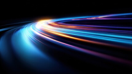Abstract Light Streaks in Motion: Dynamic Visualization of Speed, Technology, and Futuristic Concepts