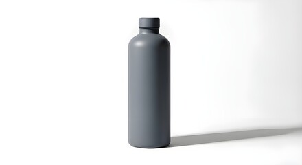 Elegant Gray Insulated Tumbler Water Bottle Mockup on White Background
