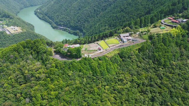 熊野古道・小辺路「天空の郷・果無集落」空撮 奈良県十津川村 Aerial View of Hatenashi Settlement &mdash; &ldquo;Village in the Sky&rdquo; on the Kohechi Route of Kumano Kodo, Totsukawa, Nara