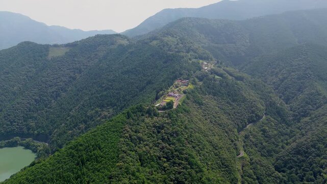 熊野古道・小辺路「天空の郷・果無集落」空撮 奈良県十津川村 Aerial View of Hatenashi Settlement &mdash; &ldquo;Village in the Sky&rdquo; on the Kohechi Route of Kumano Kodo, Totsukawa, Nara