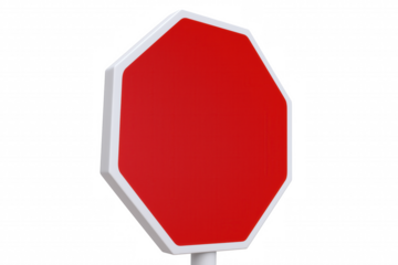 Bold red stop sign on transparent background