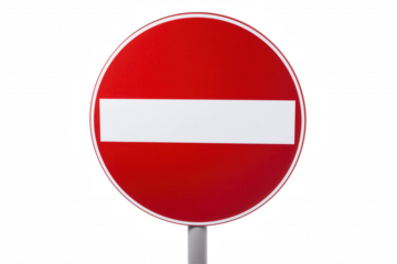 No Entry traffic sign on transparent background