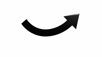 Sleek black arrow with sharp triangular tip pointing to the right on transparent background