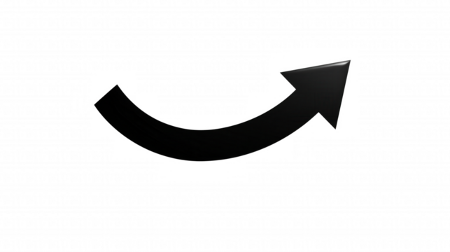 Sleek black arrow with sharp triangular tip pointing to the right on transparent background - Powered by Adobe
