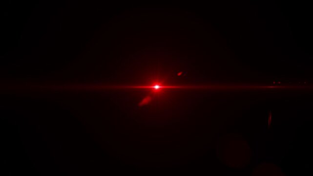 Red Lens Flare Beam light appears and disappears animation. blinking red light effect. Glowing Light Rays. 4k stock video.