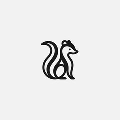 Abstract skunk head line art minimalist logo. 