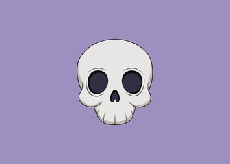 Cartoon Skull Illustration on Purple Background for Halloween or Spooky Designs and Art
