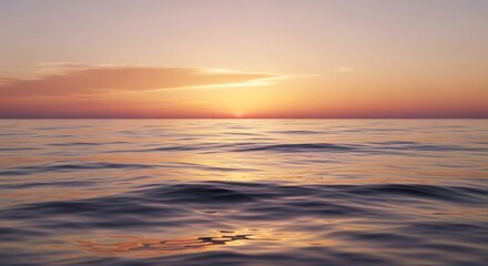 Obraz premium Tranquil seascape sunset water horizon waves and soft light