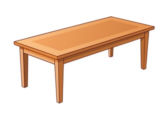 Fototapeta premium Isolated Illustration of a Rectangular Wooden Table with Four Legs on a White Background
